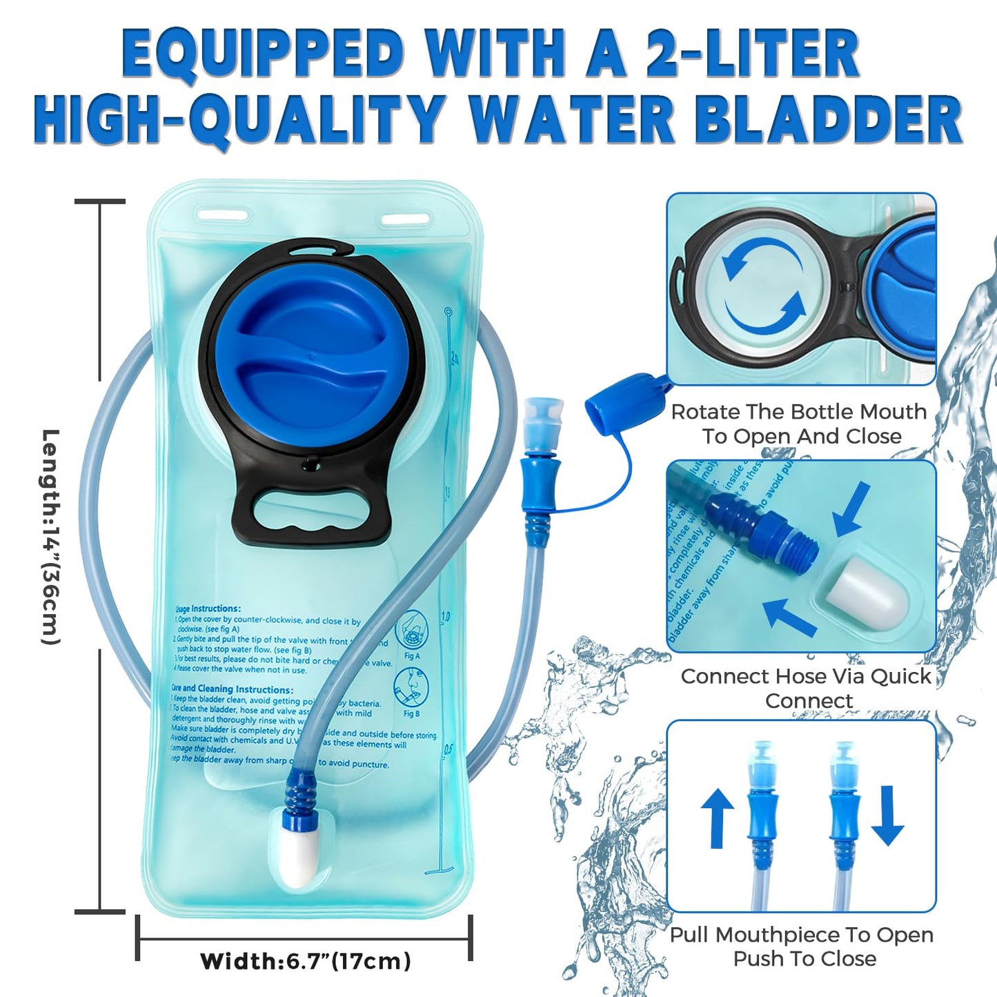 Outdoor Hydration Vest for Running & Hiking, Lightweight Breathable Water Backpack with 2.0L Bladder, Bounce-Free Chest Pack for Marathon, Cycling, Trekking for Men and Women (Black, One Size)