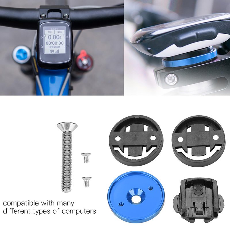 Road Bike Computer Holder Stem Top Cover Stopwatch GPS Speedometer Mount (Blue) Bike Stem Mount Stem Mount