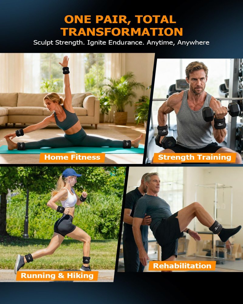 Ankle Weights, 2 Lbs X 2 Wrist Leg Arm Weights for Women and Men, Comfortable and Soft, Pretty Sturdy, Perfect for Dancing, Running, Walking, Fitness, Workout, Physical Therapy - Black