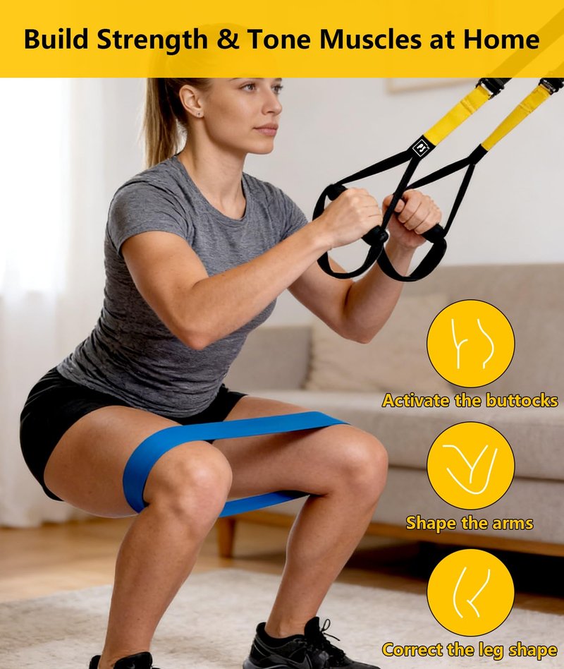 Home Resistance Training Kit - Full Body Workout Equipment with Suspension Straps, Handles & Door Anchor - Portable Fitness Gear for Home Gym, Strength Training & Weight Loss