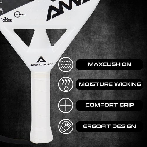 AMA SPORT Padel Racket 12K Carbon Fiber Surface with EVA Memory Flex Foam Core Padel Tennis Racket Lightweight Paddle Tennis Racquets (12K Black)