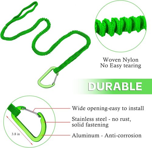 Kayak Paddle Board Tether Leash by [Brand Name] - Stretchable 3.3-7 Feet Strap with Carabiner for SUP & Fishing Gear