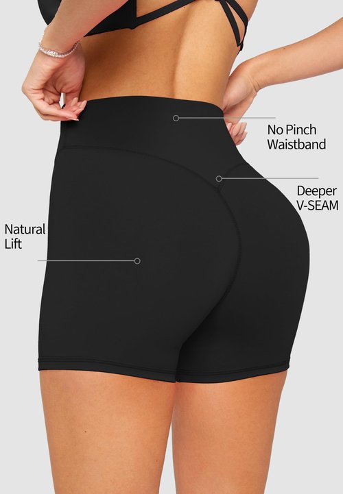 Olmlmt Workout Biker Shorts for Women High Waisted No Front Seam Booty Gym Running Yoga Shorts - 4.5 Inches(O729-Black-M)