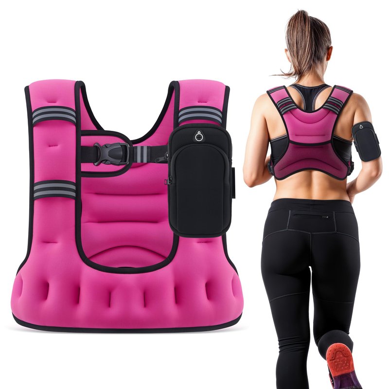 ZELUS Weighted Vest for Women Men, 6/8/12/16/20LB U-Shaped Ergonomic for Even Weight Distribution, Odorless Workout Vest with SGS Certification, Arm Pocket & Back Mesh Pouch for Training & Running