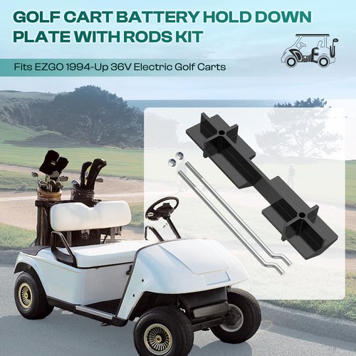 DRIVE UP Golf Cart Battery Hold Down Plate with rods kit for EZGO 1994-up 70045G01, 01101-G01 (1 Pcs Hold Down Plate and Rod Kit)