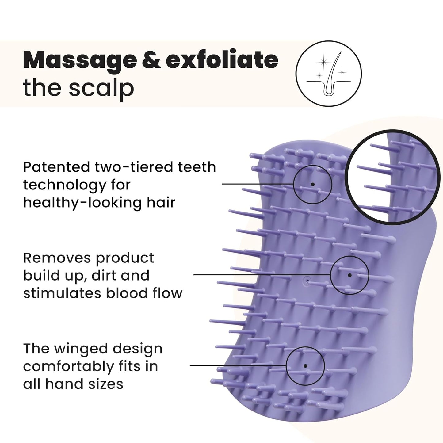 Tangle Teezer Scalp & Shampoo Hairbrush - Exfoliate, Massage & Cleanse for All Hair Types | Lavender Lite Purple