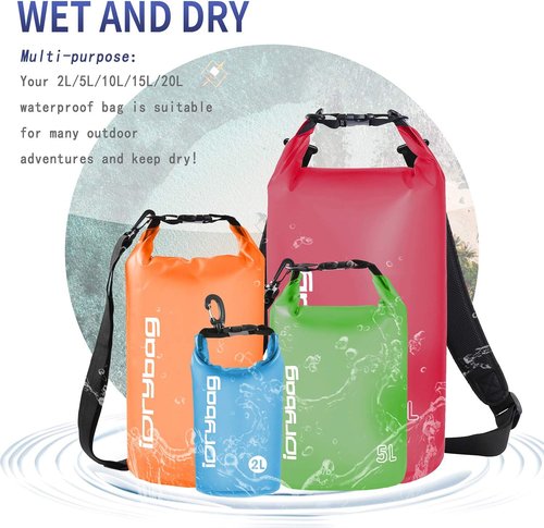 IDRYBAG Clear Dry Bag - Waterproof Storage for Kayaking | Available in 2L, 5L, 10L, 15L, 20L Sizes