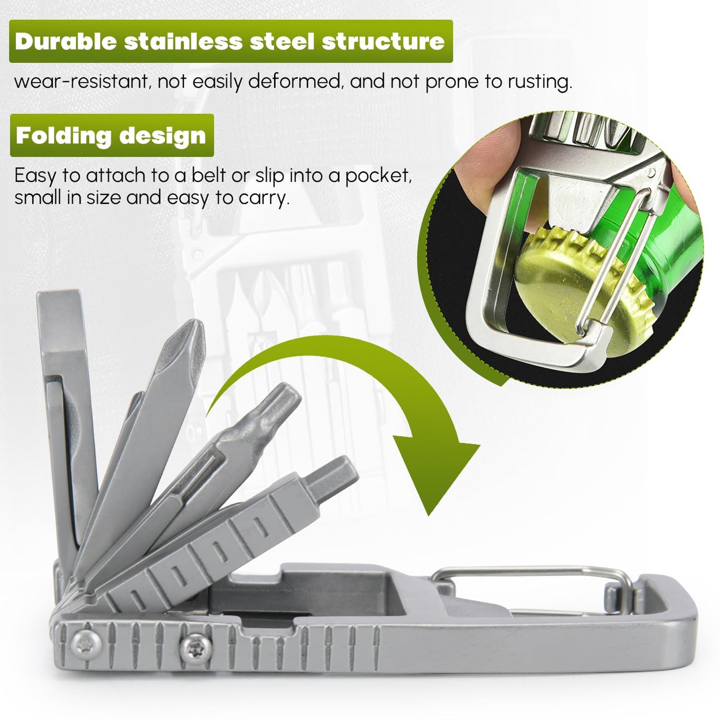 Generic 12 in 1 Keychain Multitool Screwdriver Bit Folding Multi Tool Bottle Opener Portable Pocket Tool for Outdoors Camping