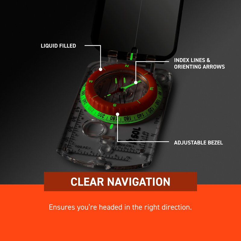 S.O.L. Survive Outdoors Longer Sighting Compass with Signaling Mirror