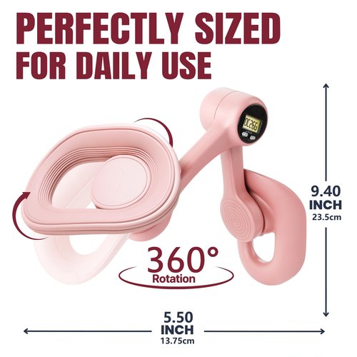Pelvic Floor and Thigh Trainer for Women, Postpartum Rehabilitation Inner Thigh & Kegel Exerciser, Portable Home Gym Device with Digital Screen to Track Progress (Pink)
