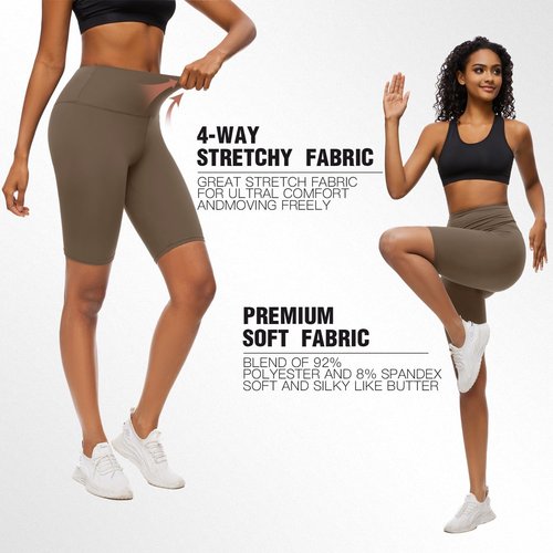 FULLSOFT High Waisted Biker Shorts for Women - Tummy Control Athletic Yoga & Workout Shorts