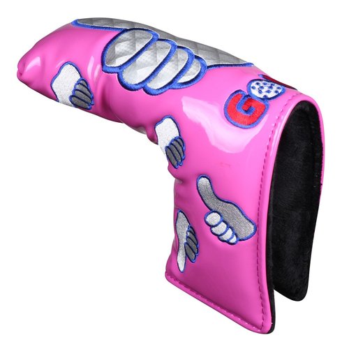 Sword &Shield sports Thumb PU Golf Putter Headcover for Blade Style Golf Club Head Cover with Magnetic Headcovers (Pink)