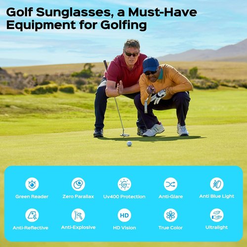 Xoxocos ‌Golf Sunglasses for Men - Polarized HD Lenses for Enhanced Green Reading, UV400 Protection & Glare Reduction - Lightweight & Stylish for Golf, Fishing & Driving‌