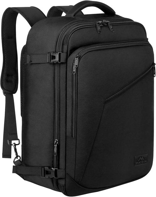 MATEIN Extra Large Carry-On Backpack - Expandable Travel Bag for Men & Women | Water-Resistant 40L, Black