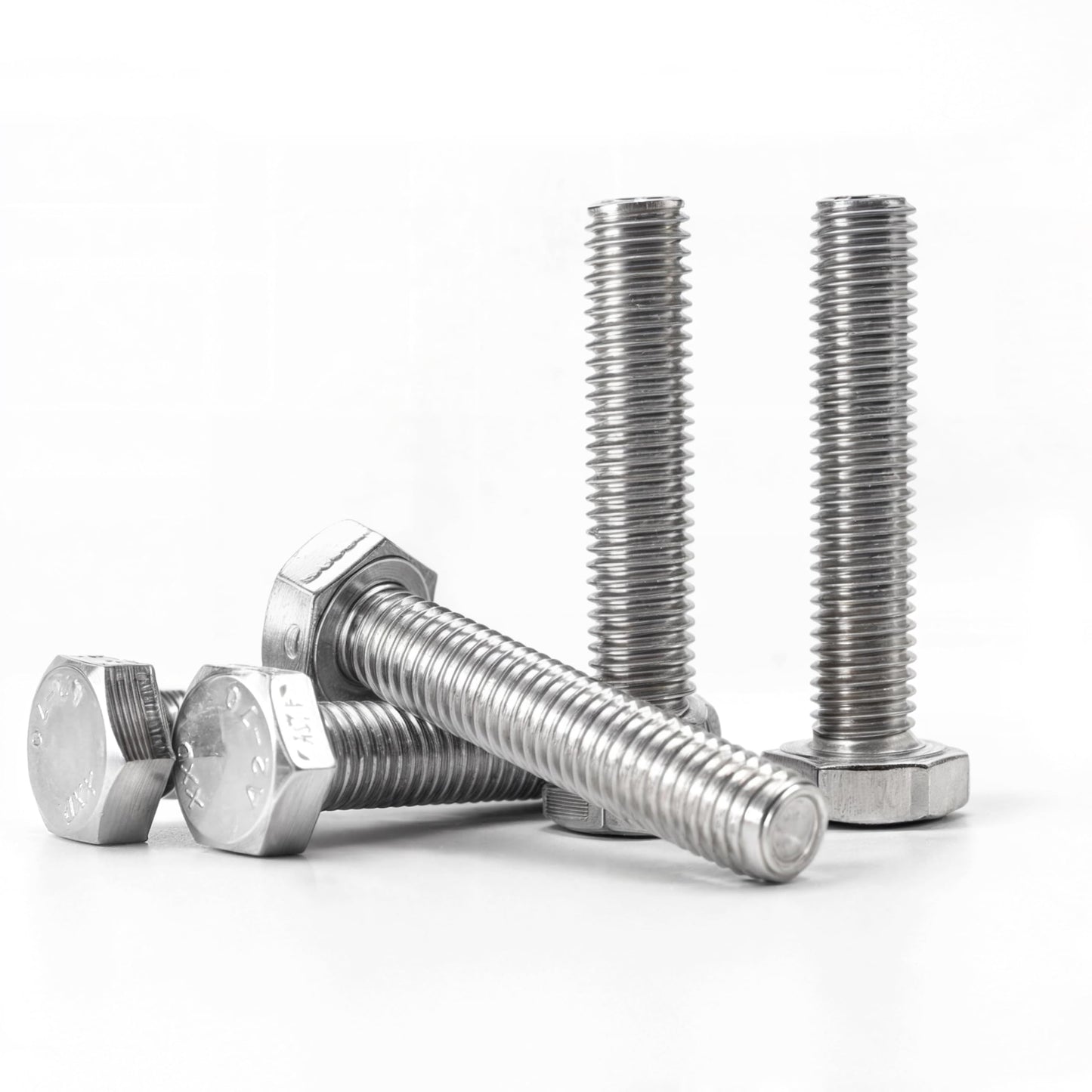 5PCS/Lot M10x1.25 Fine Thread Hex Head Rod Bolts - Din933 Standard Size: Thread Diameter: M10 - Length: 50mm - Thread Pitch: 1.25mm (Silver Color, Material: Stainless Steel)