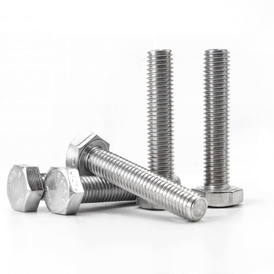 5PCS/Lot M10x1.25 Fine Thread Hex Head Rod Bolts - Din933 Standard Size: Thread Diameter: M10 - Length: 50mm - Thread Pitch: 1.25mm (Silver Color, Material: Stainless Steel)