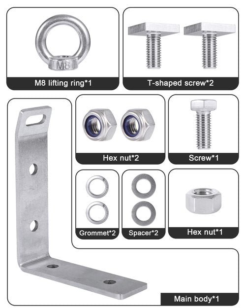 Load Stops Replacement T-Slot Truck Cross Bar, 304 Stainless Steel Roof Rack Brackets, Easy Install No Drilling, for Ladders, Kayaks, Skis, Pickup Truck & SUV Owners – 4 Pack