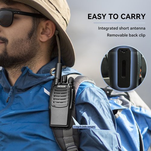 Retevis H-777 Walkie Talkies Rechargeable, 2 Way Radio Long Range, Handheld Two Way Radios for Adults, Short Antenna, LED Flashlight, Emergency Alarm, 16 Channel (4 Pack)