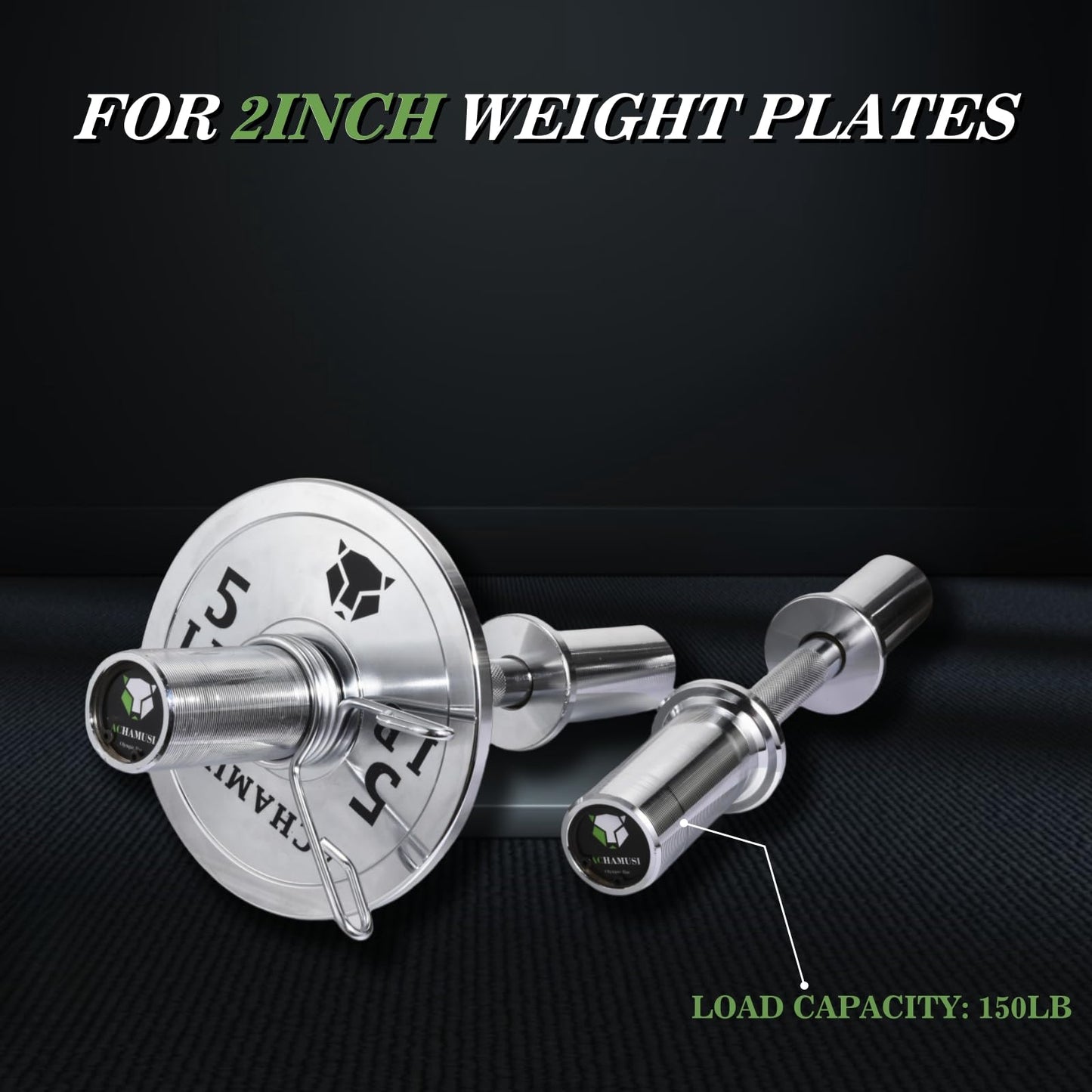 16" Olympic Dumbbell Handle Pair - Solid Adjustable Dumbbell Bars With Spring Collars 2'' Can Load(150LB/350LB), Suitable For Home Gym Exercise