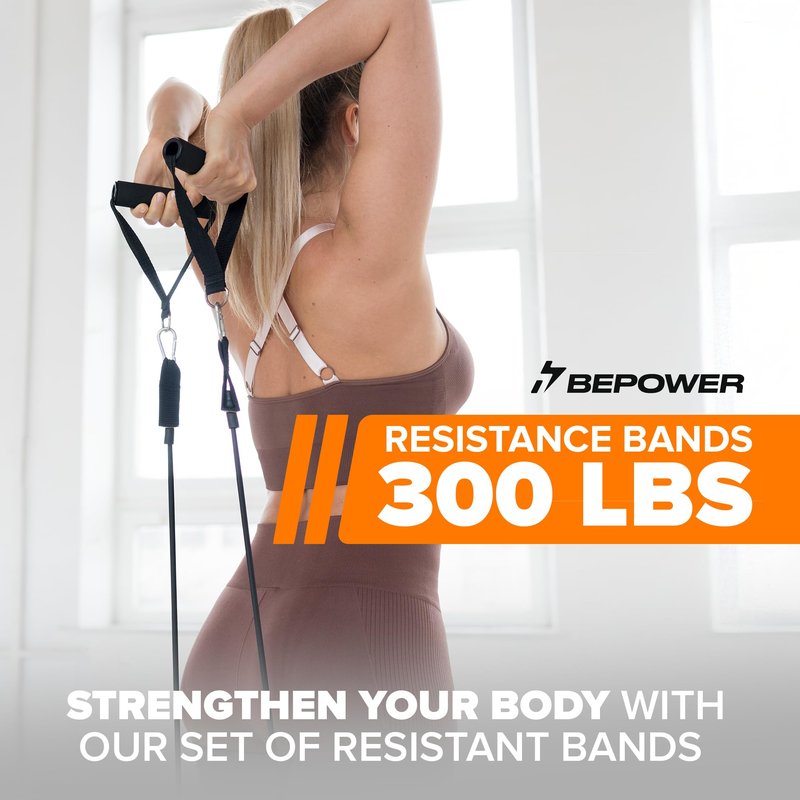 Resistance Bands Set with Handles, Heavy TRX Bands for Working Out, Elastic Exercise Bands with Therabands - Training Set for Strength and Flexibility