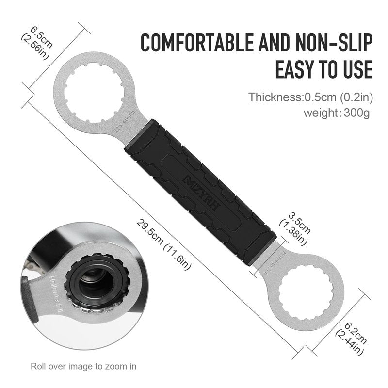 MZYRH Bicycle Bottom Bracket Tool - Bike Bottom Bracket Install Removal Tool Compatible with Shimano Hollowtech II/BB9000, BBR60,FSA MegaEvo (12x46MM)