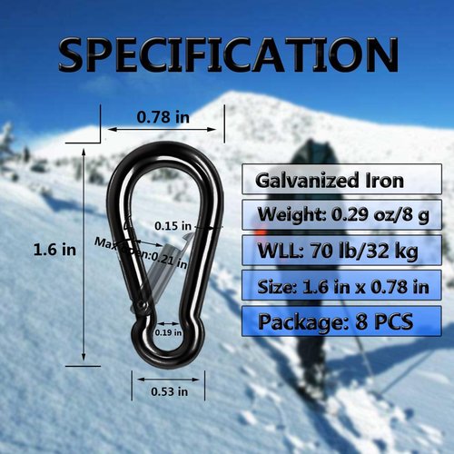 Heavy Duty Black Carabiner Clip by [Brand Name] - Quick Link Snap Hook for Camping, Hiking, and Keychains
