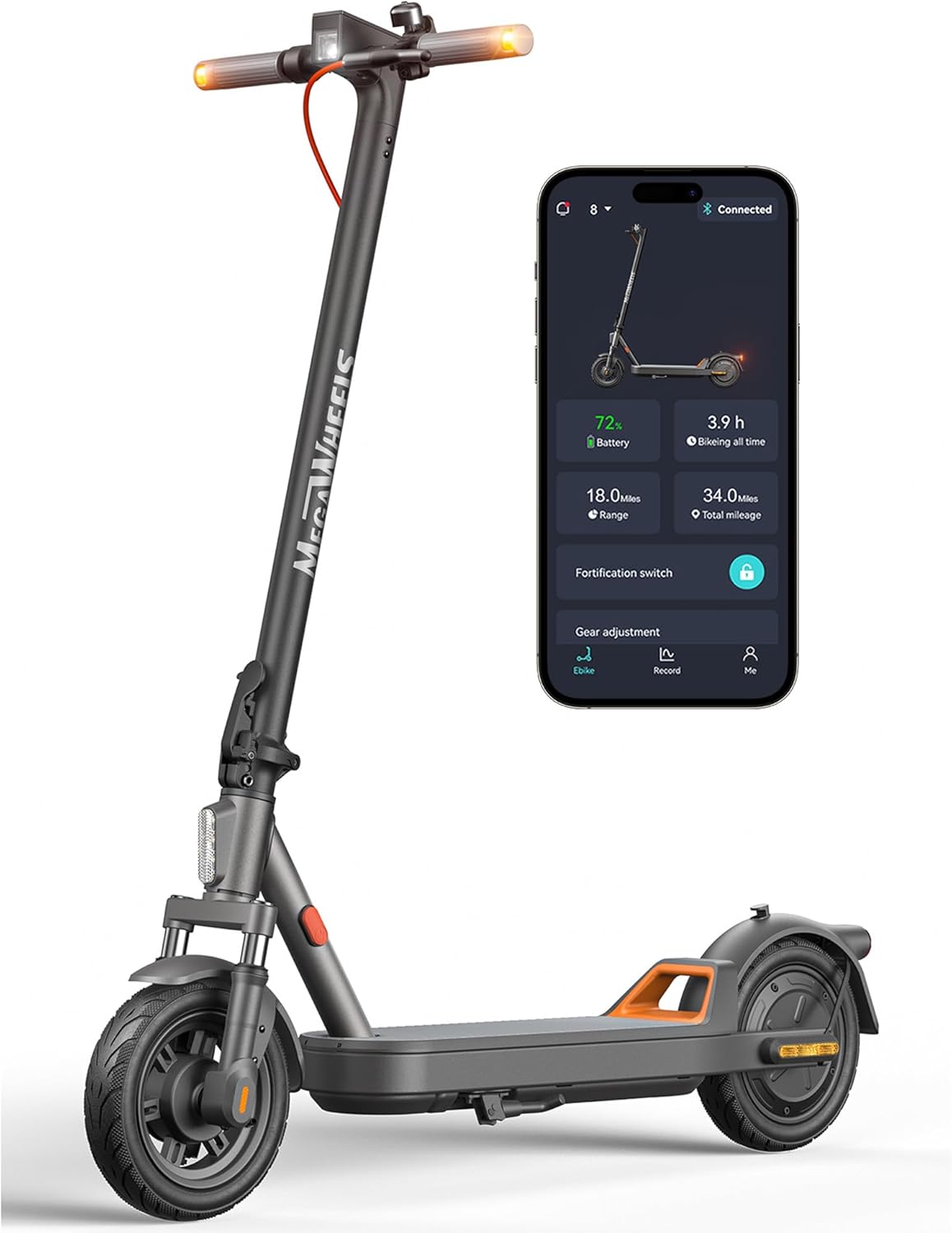 MEGAWHEELS Electric Scooter - Foldable Design with Suspension & 10-Inch Tires | 15MPH Max Speed, 31-Mile Range