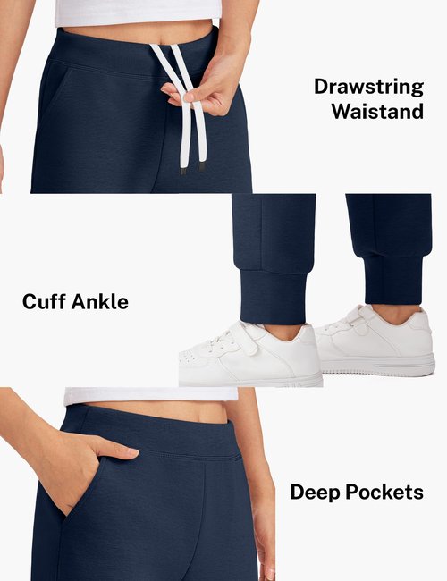 HASMES Girls Sweatpants Kids Joggers Sweat Pants High Waisted Casual Pants with Drawstring 7-14Y Navy