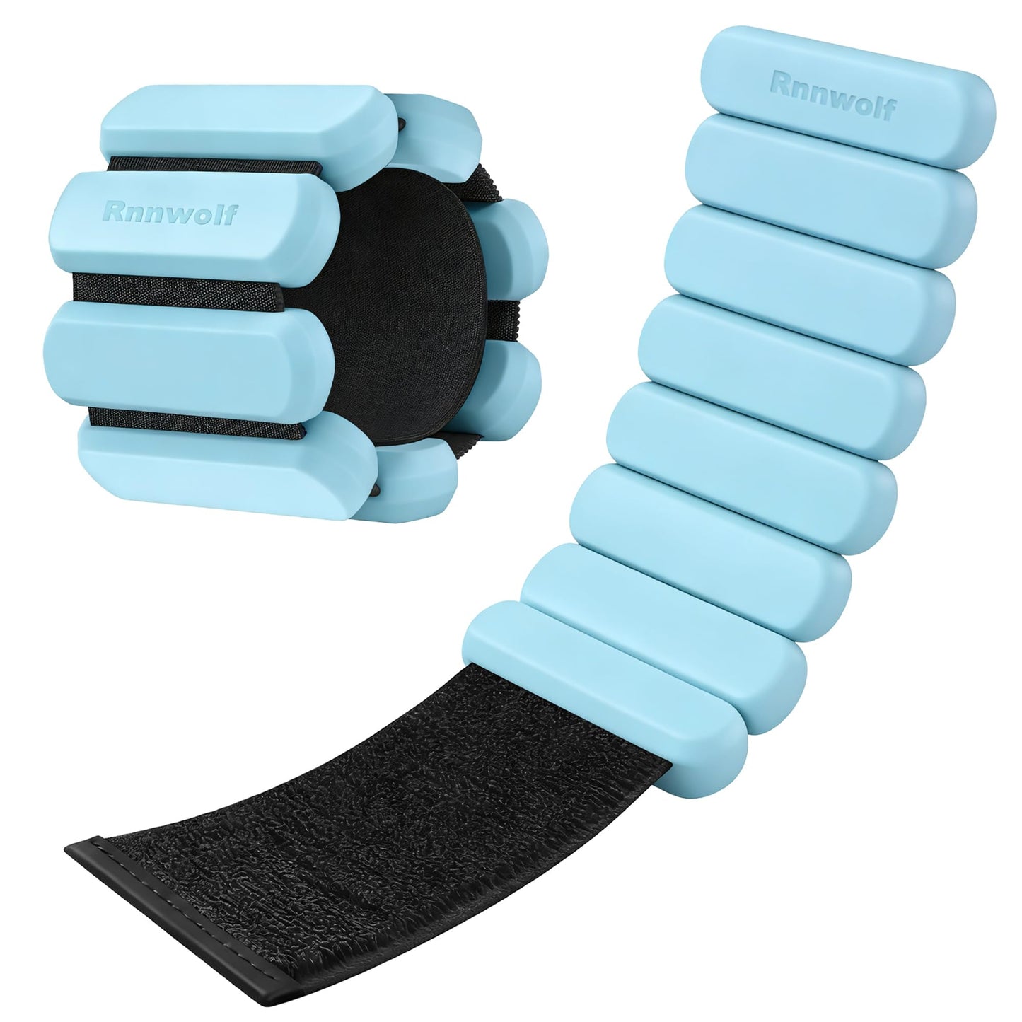 Rnnwolf Wrist Ankle Weights for Women Men 2lbs /Pair - Adjustable Arm Leg Pilates Weights Weighted Bangles Wristbands for Gym, Yoga, Strength Training Fitness Workout (Blue)