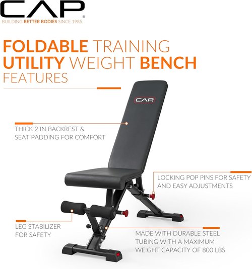 CAP Barbell Adjustable Multi-Purpose Strength Training Weight Bench - Versatile Design & Options