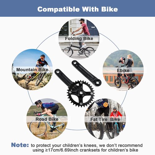 PETCHOR Square Taper Crankset MTB, Mountain Bike Single Speed Crankset, Bicycle Crank Arm Set 170mm 104BCD, 32T Chainring & Bolts