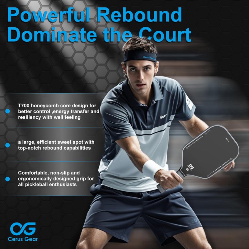 Pickleball Paddles Pro | 4-Layer T700SC Raw Carbon Fiber & 16MM Reinforced Polymer Honeycomb Core | Thermoformed Pickle Ball Racket | Max Spin & Control | USAPA Approved