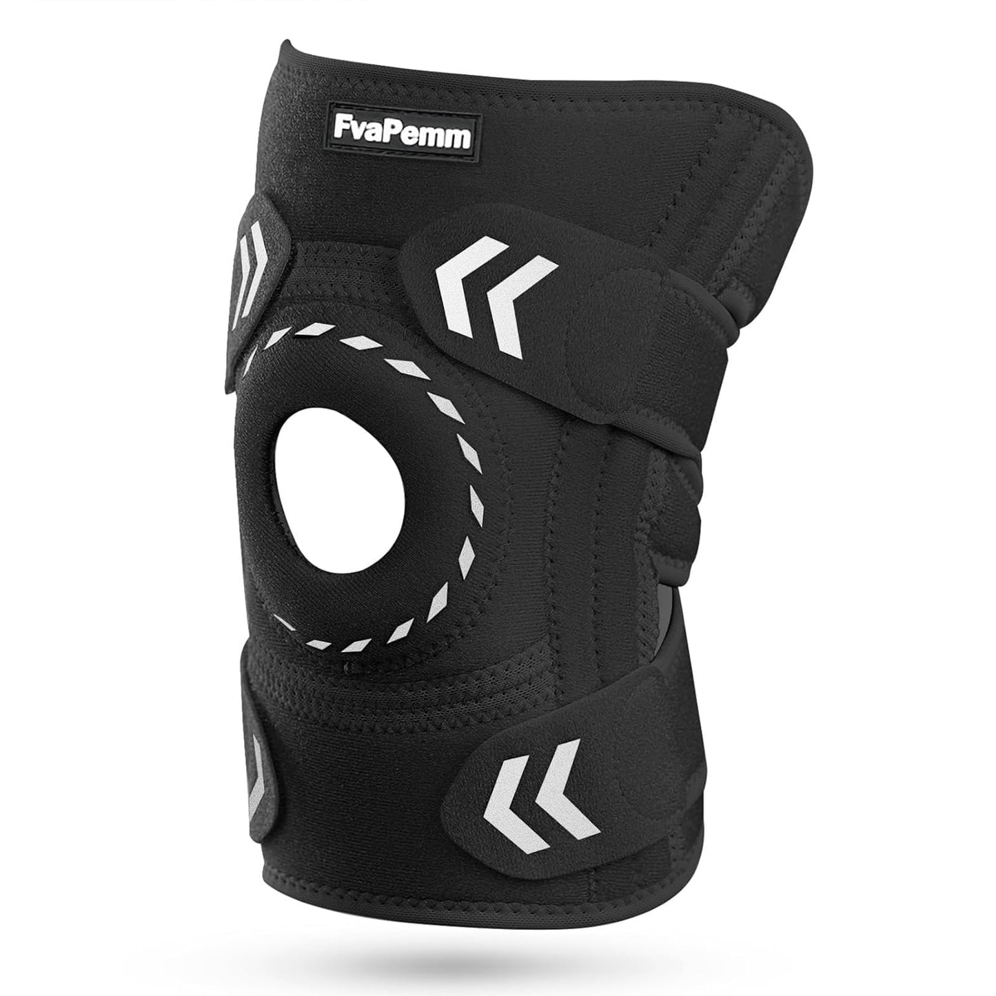 Knee Brace for Women Men-Knee Brace for Meniscus Tear-Adjustable Knee Support Brace with Side Stabilizers & Patella Gel Pads for Arthritis Pain, Knee Pain, Injury Recovery, Sports, Running, Working Out, Black