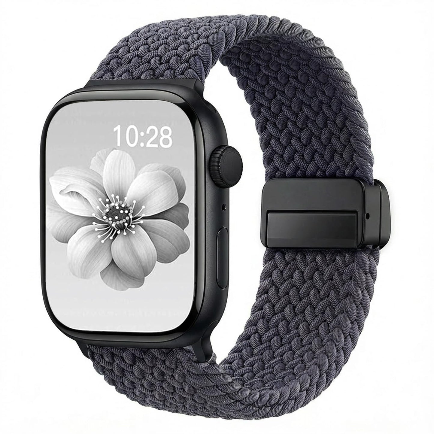 cidogim 22mm Braided Nylon Watch Band for Men and Women, Quick Release, Black Stainless Steel