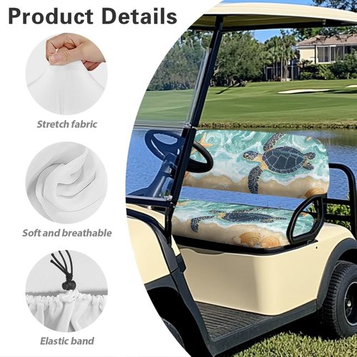 Rarucativ Beach Turtle Golf Cart Seat Cover Lightweight Golf Cart Front Seat Cover Kit Keeps Seats Clean and Comfortable Golf Club Car Accessories Suitable for All Seasons