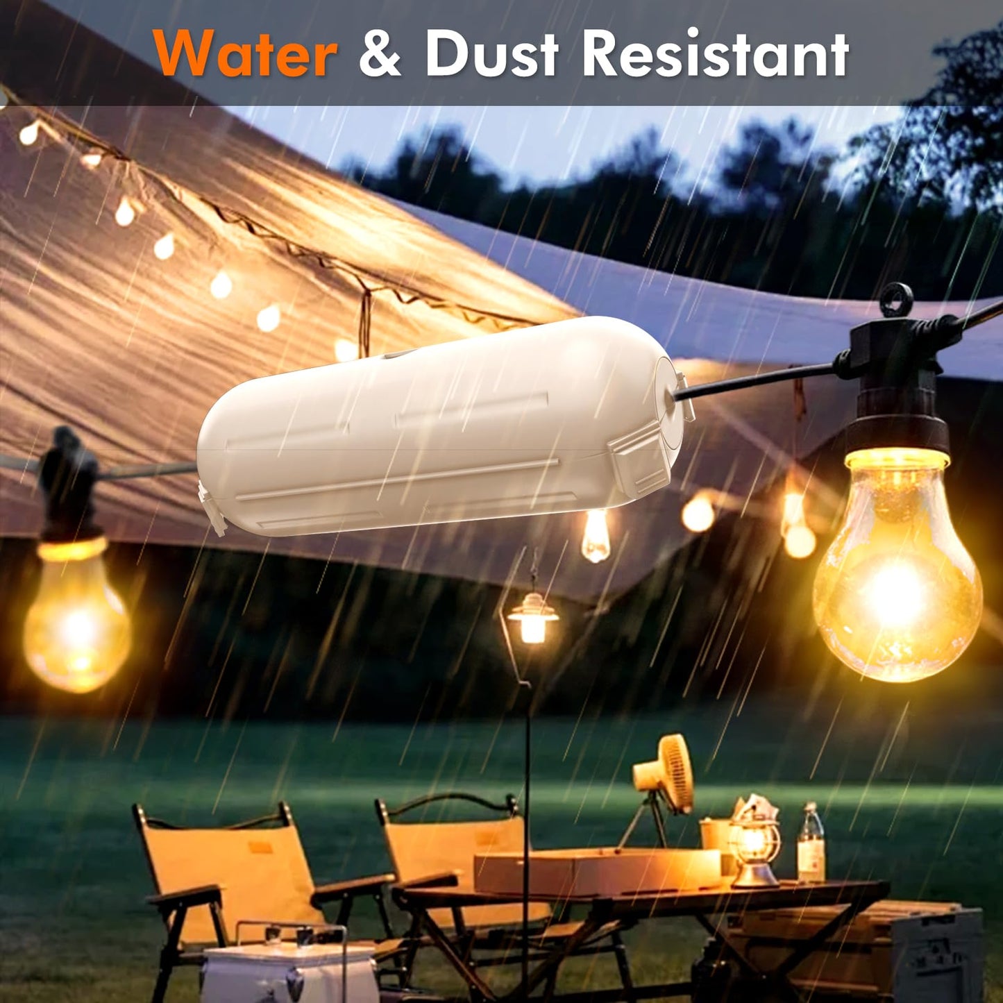 RESTMO 2 Pack Compact Outdoor Extension Cord Cover, IP44 Waterproof Box and Safety Housing Case, Ideal to Protect Outdoor Plugs, Electrical Connections, Holiday Decoration Lights, Size Small, Almond