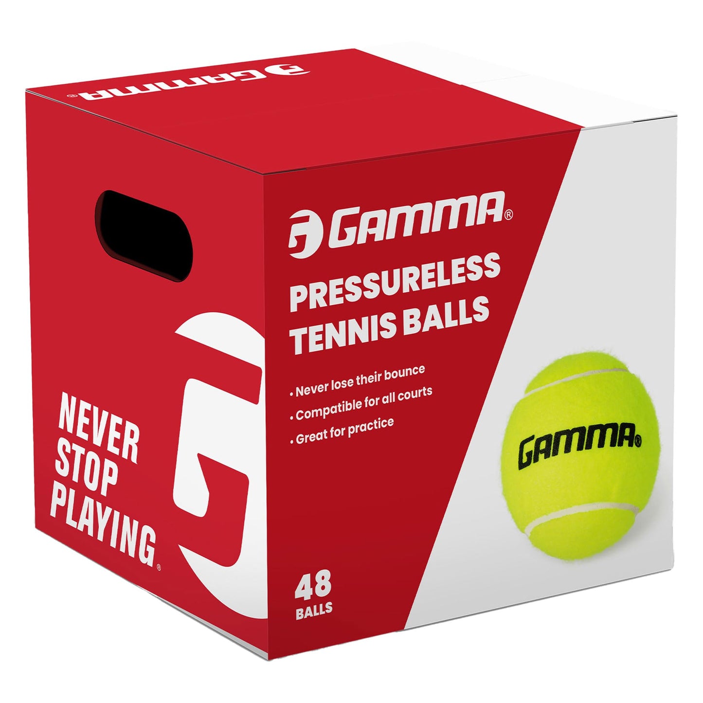 Gamma Pressureless Tennis Balls for Tennis Practice and Lessons, Longer-Term Durability and More Bounce Than Standard Tennis Balls, Yellow, Box of 48