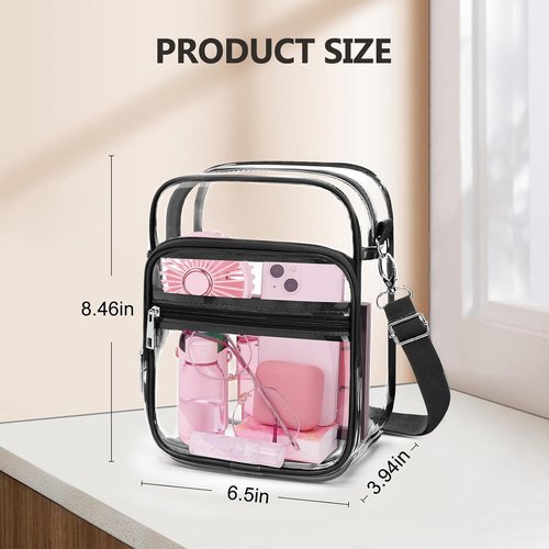 Blvornl Clear Crossbody Bag - Adjustable Shoulder Strap | Stadium Approved PVC Messenger Bag