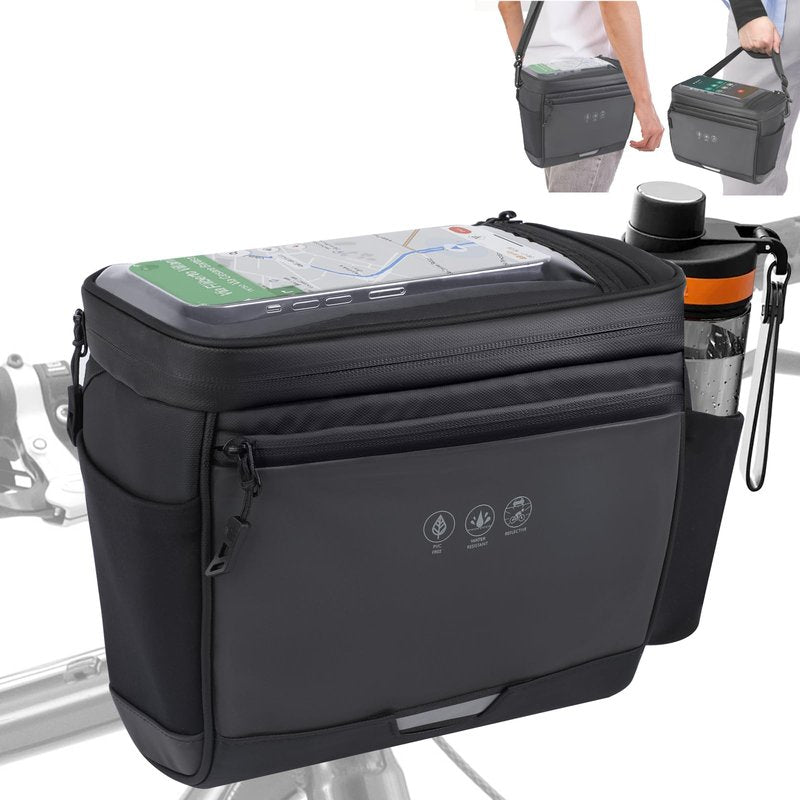 Febabilo Bike Handlebar Bag, Multifunctional Waterproof Bike Front Bag, Bicycle Frame Storage Bag Waist Shoulder Bag, Bike Pouch for Road Mountain Bicycle Cycling Travel Hiking 3.2L