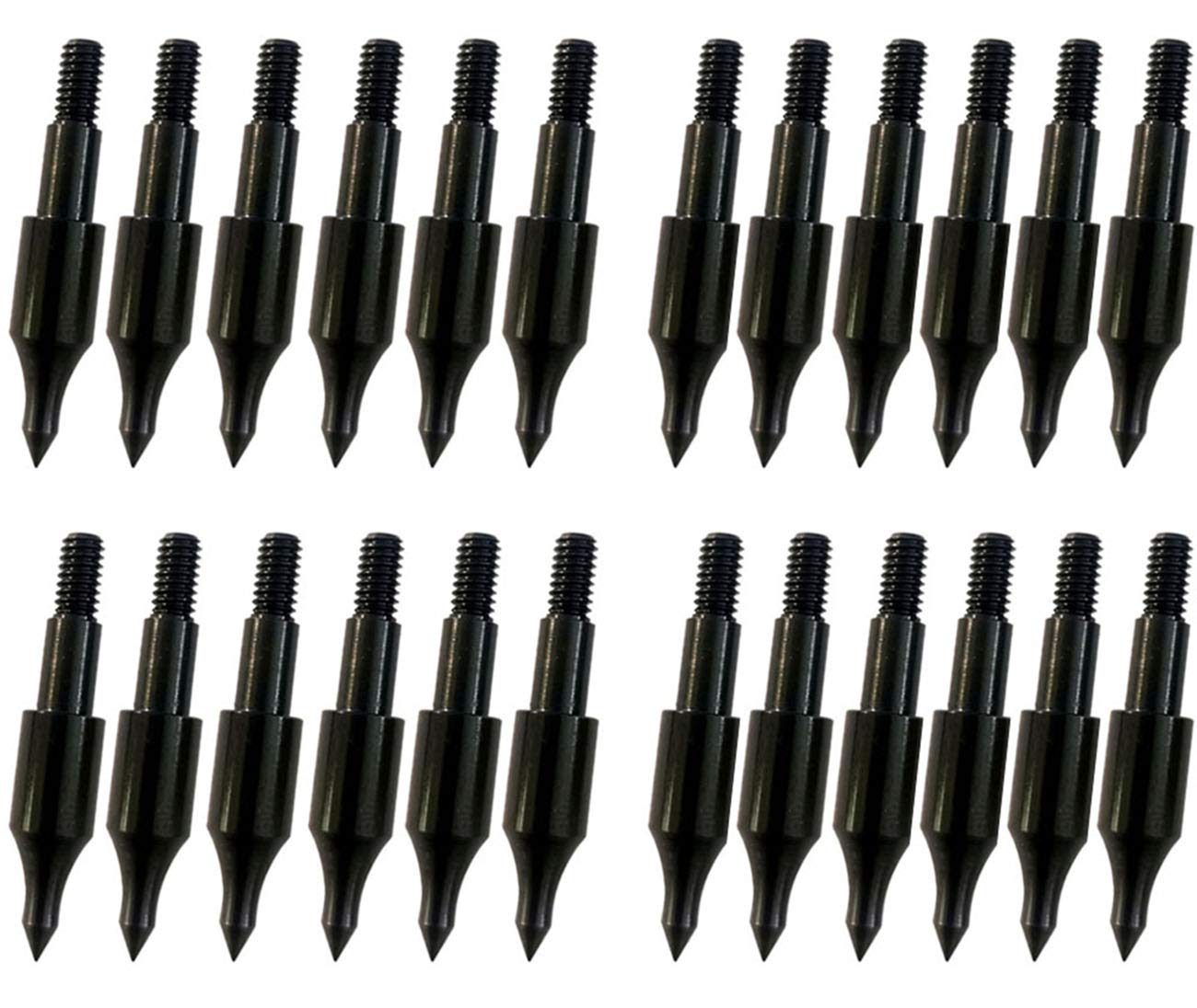 PTOUGE 24 Pcs Steel 100 Grain Archery Arrow Field Points Field Tips - Practice Target & Hunting Arrows Heads for Recurve, Compound Bow & Crossbow Bolts Screw-in