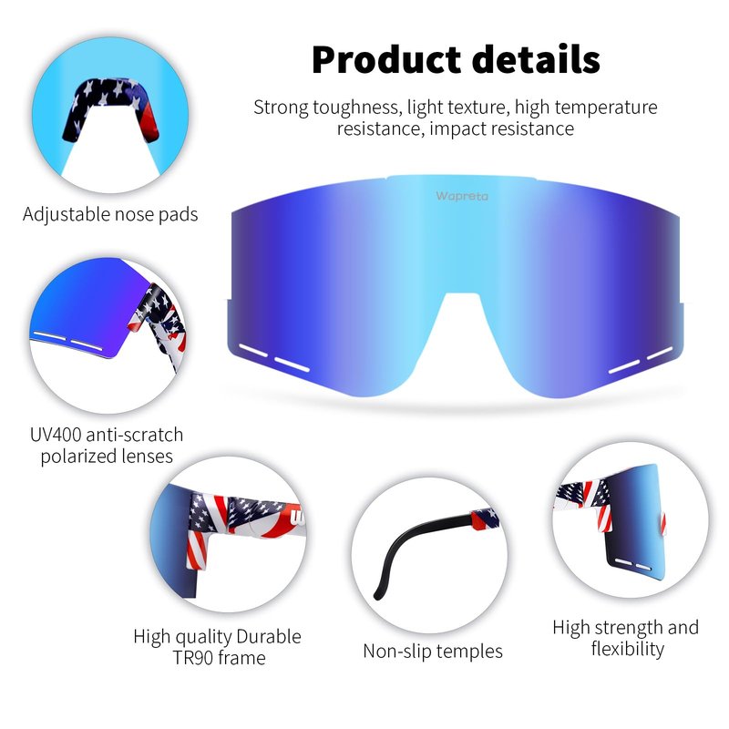 Wapreta Youth Baseball Sunglasses Men and Women Polarised Sports Sunglasses TR90 Adjustable Cycling Glasses Driving Running (C5)