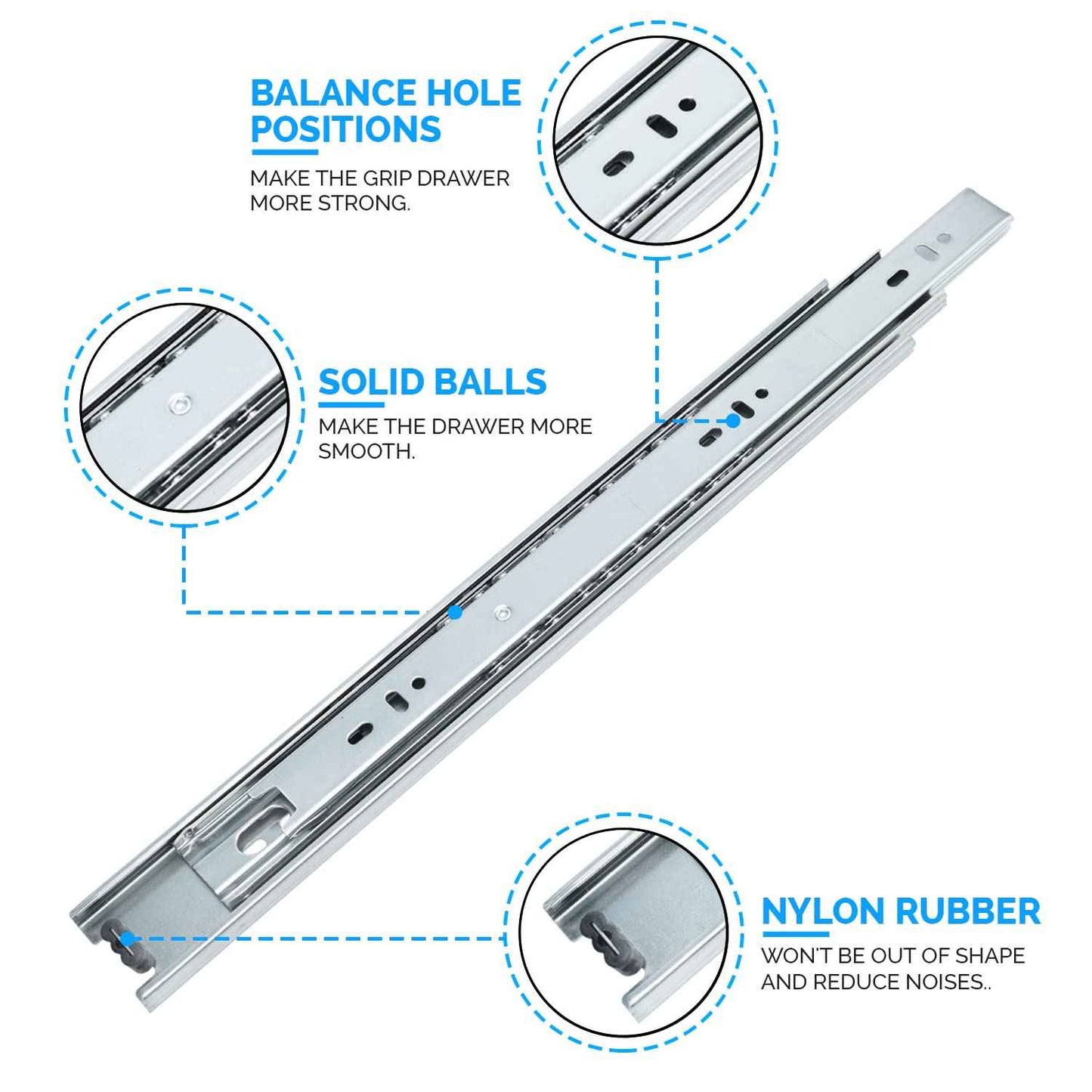 HOMANDS 10 Inch Drawer Slides 4 Pairs (8pcs) Side Mount Rails - Heavy Duty Full Extension Ball Bearing – Drawer Slide Glides for Cabinet Kitchen, Dresser Runners - Draw Slides Sliders 100Lb Capacity