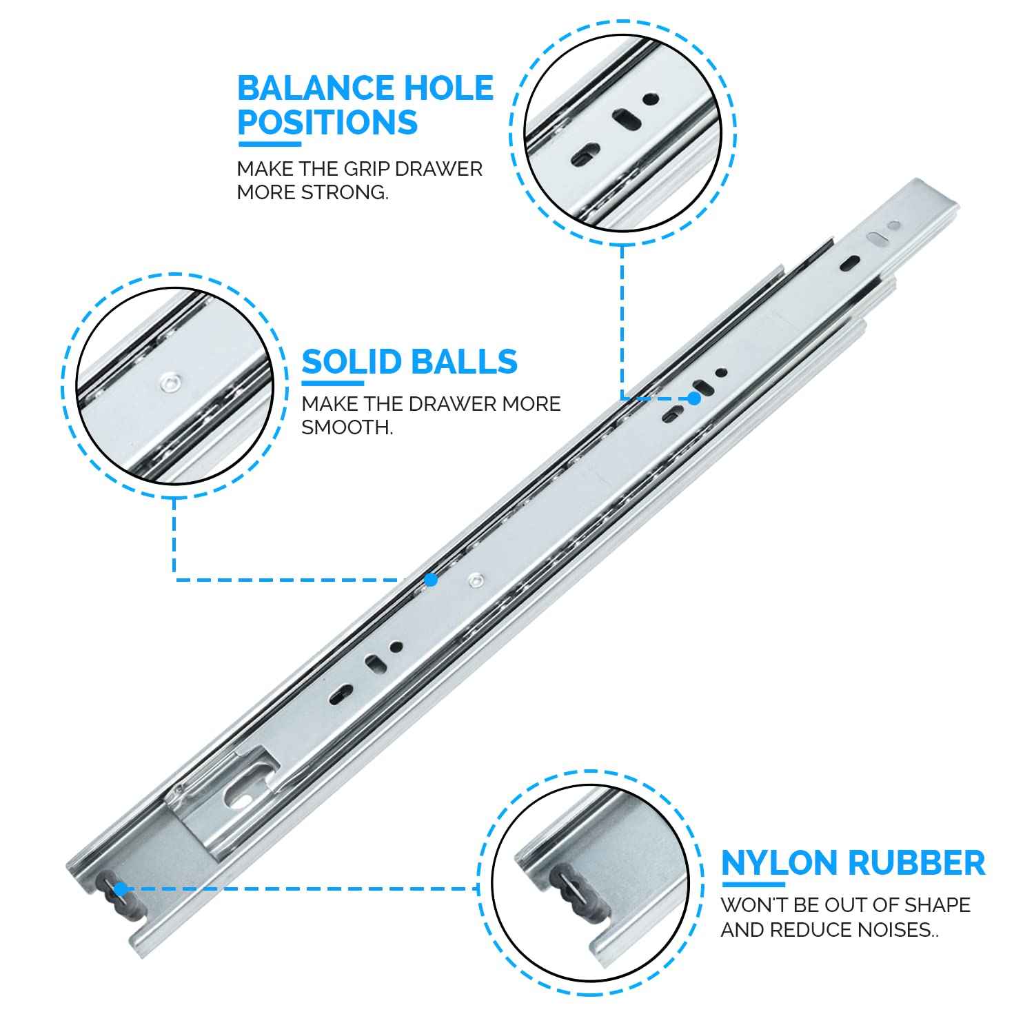 HOMANDS 10 Inch Drawer Slides 4 Pairs (8pcs) Side Mount Rails - Heavy Duty Full Extension Ball Bearing – Drawer Slide Glides for Cabinet Kitchen, Dresser Runners - Draw Slides Sliders 100Lb Capacity