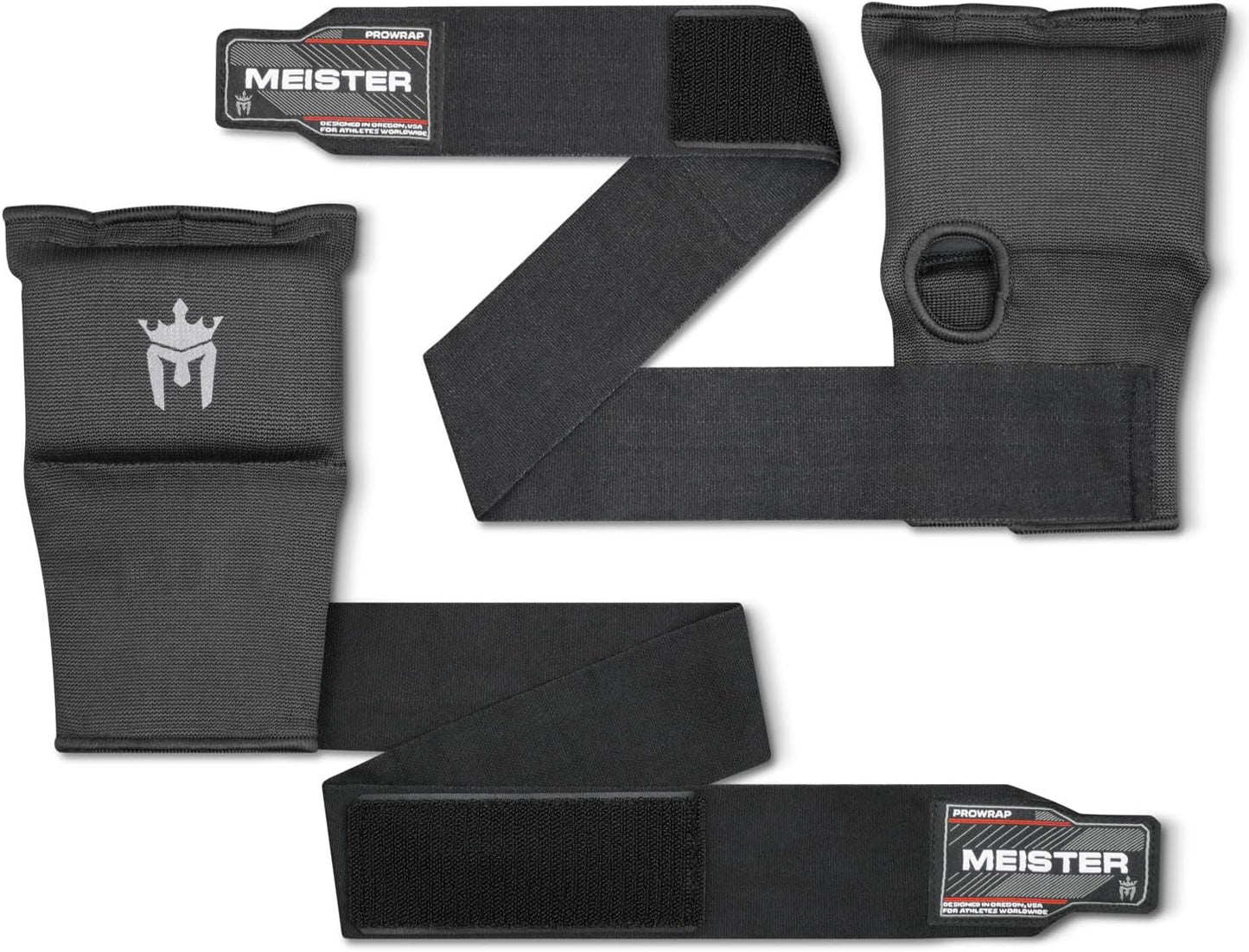 Meister Padded ProWraps | Inner Hand Wrap Gloves for Enhanced Protection - Black (Pair)