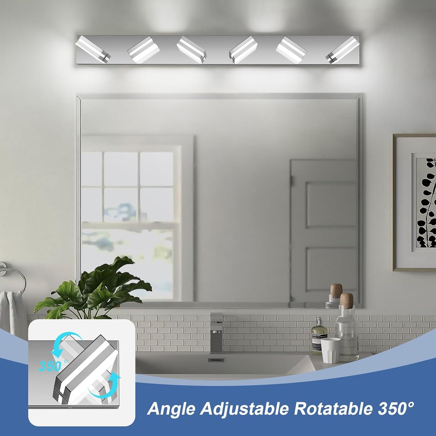 3-Light Modern LED Bathroom Vanity Light Fixture - Black Metal & Acrylic, 16-inch Over Mirror Lighting