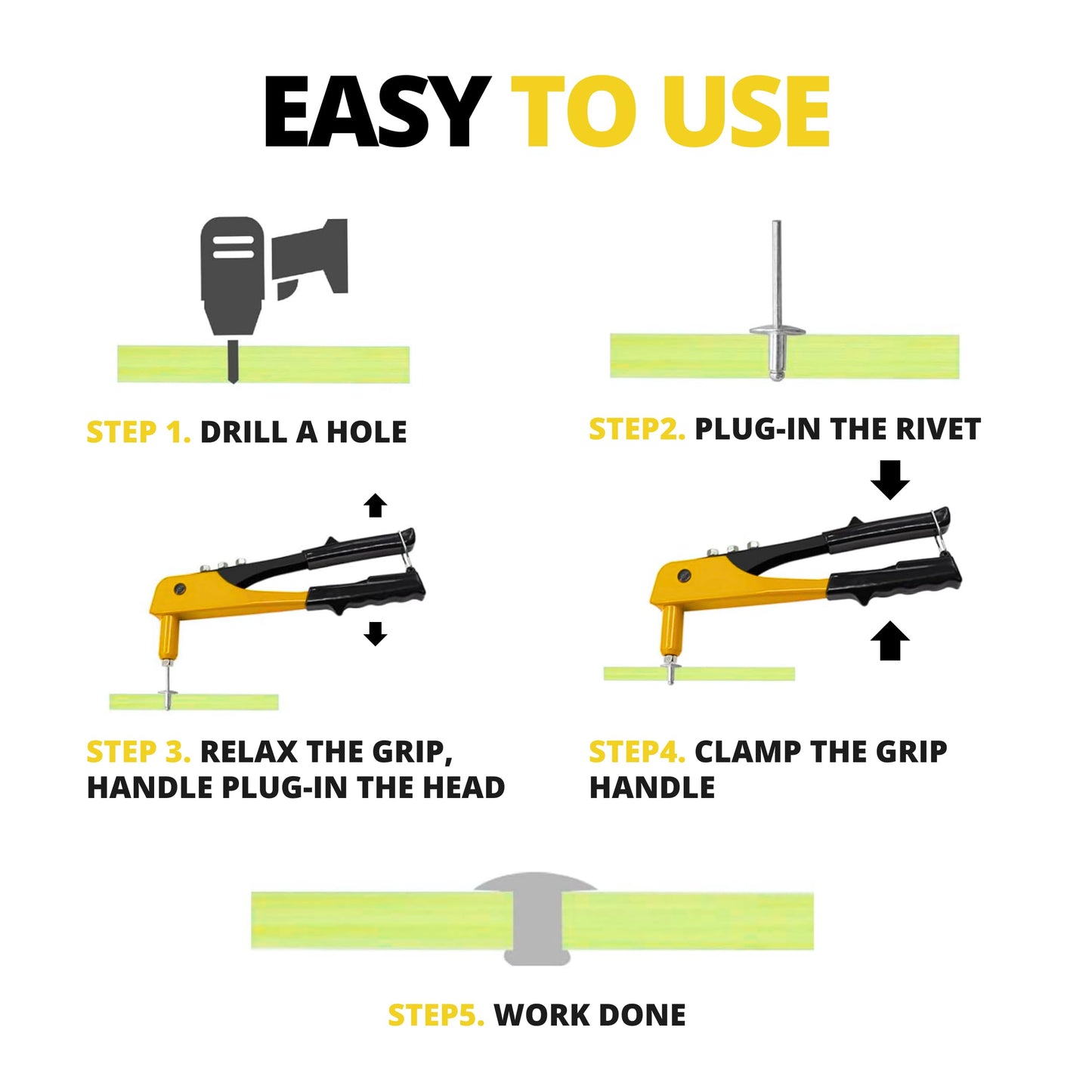 100PCS Large Flange Aluminum Pop Rivets 3/16" x 1/2" Dome Body Blind Rivet Set for Sheet Steel Duct Work Marine Long Pop Rivets with Big Head Steel Mandrel Aluminum Boat Rivets