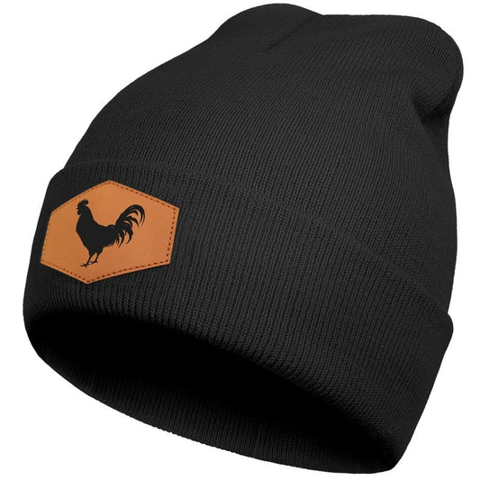 Jiaazerd Rooster Beanie Hat for Men Women, Warm Winter Knit Cap Black