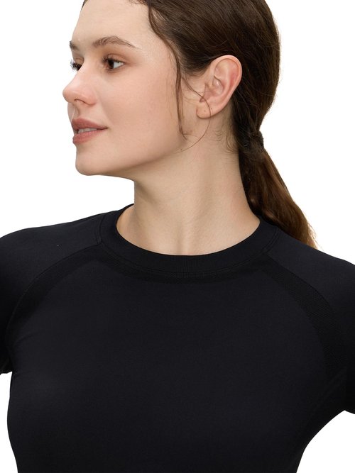 Long Sleeve Workout Tops for Women, Compression Shirt, Sports Running Shirt Breathable Athletic Top Slim Fit, Black, M