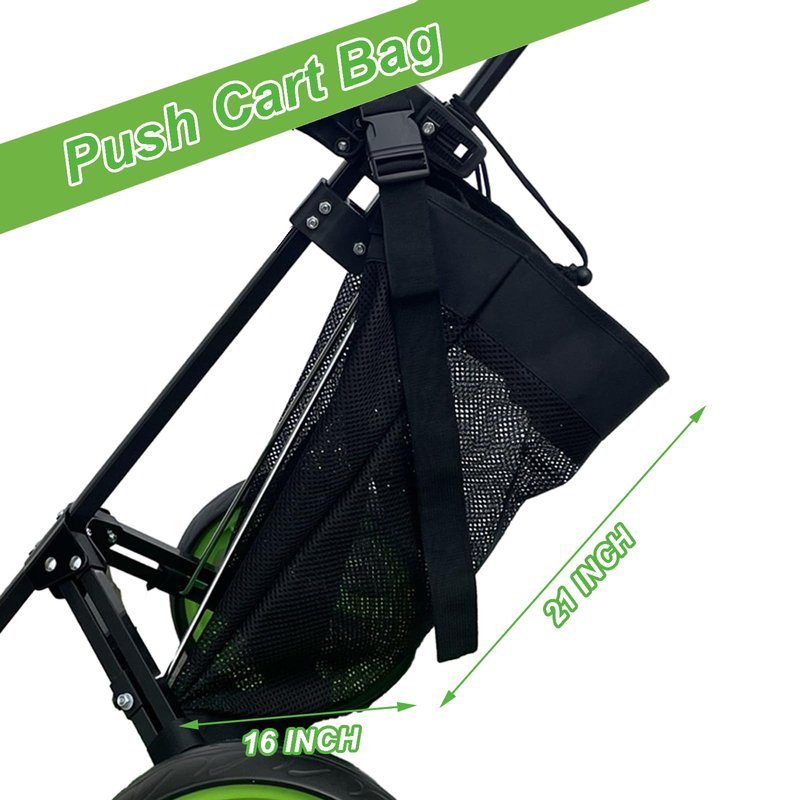 CORECISE Golf Push Cart Storage bag,Golf Cart Organizer, Mesh closure Push Cart Net Mesh Storage Bag,Golf Push Cart Accessories, BLACK