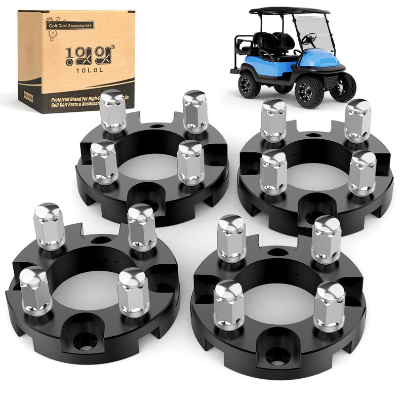 10L0L 1 inch Golf Cart Wheel Spacers Kit with Lug Nuts Fits for Yamaha Club Car EZGO, 4x4 Bolt Pattern, 68mm Hub Bore, 1/2-20 Studs (4 Pack)